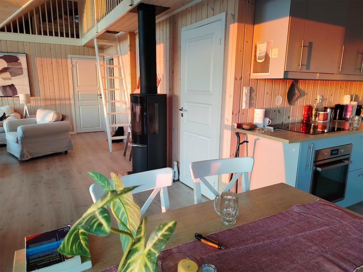 Open living area with loft