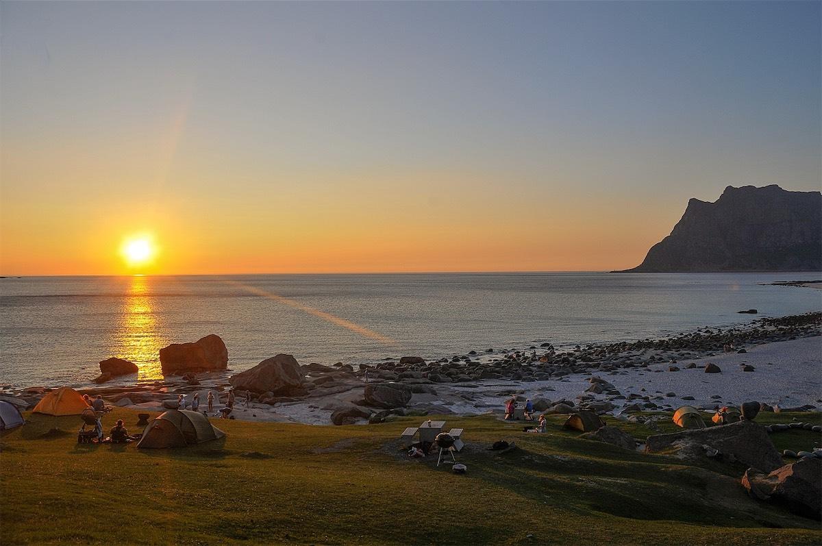Midnight sun over the sea